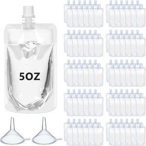 100 bolsas de plástico transparente para bebidas, bolsas reutilizables para bebidas para adultos