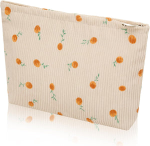 Bolsa de cosméticos Bolsa de maquillaje Preppy Cute Corduroy Neceser para mujeres esenciales de viaje, a22 Amarillo rosa, Cara de moda