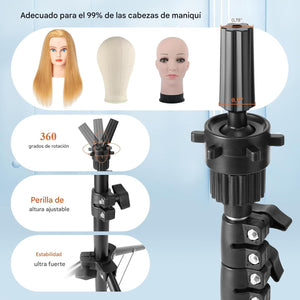 Trípode soporte de cabeza para pelucas de 15 a 50 pulgadas