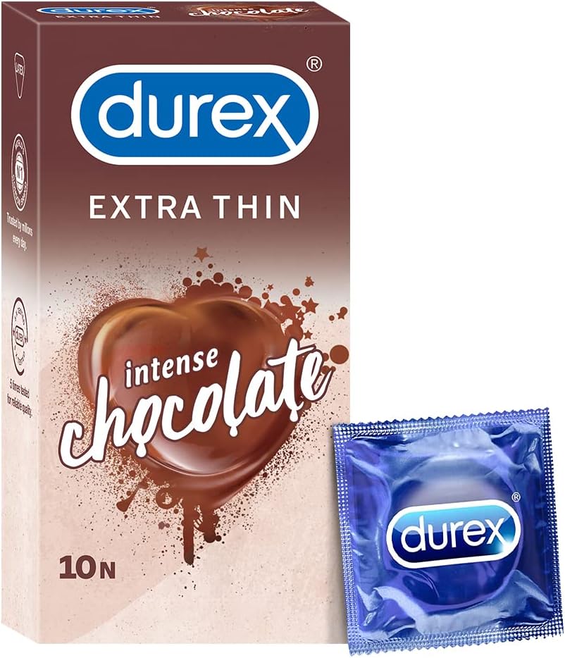 Durex Preservativos extra finos con sabor a chocolate intenso para hombres - 10s