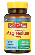 Cargar imagen en el visor de la galería, Nature Made Magnesium Extra Strength 400 mg – 60 Cápsulas Blandas
