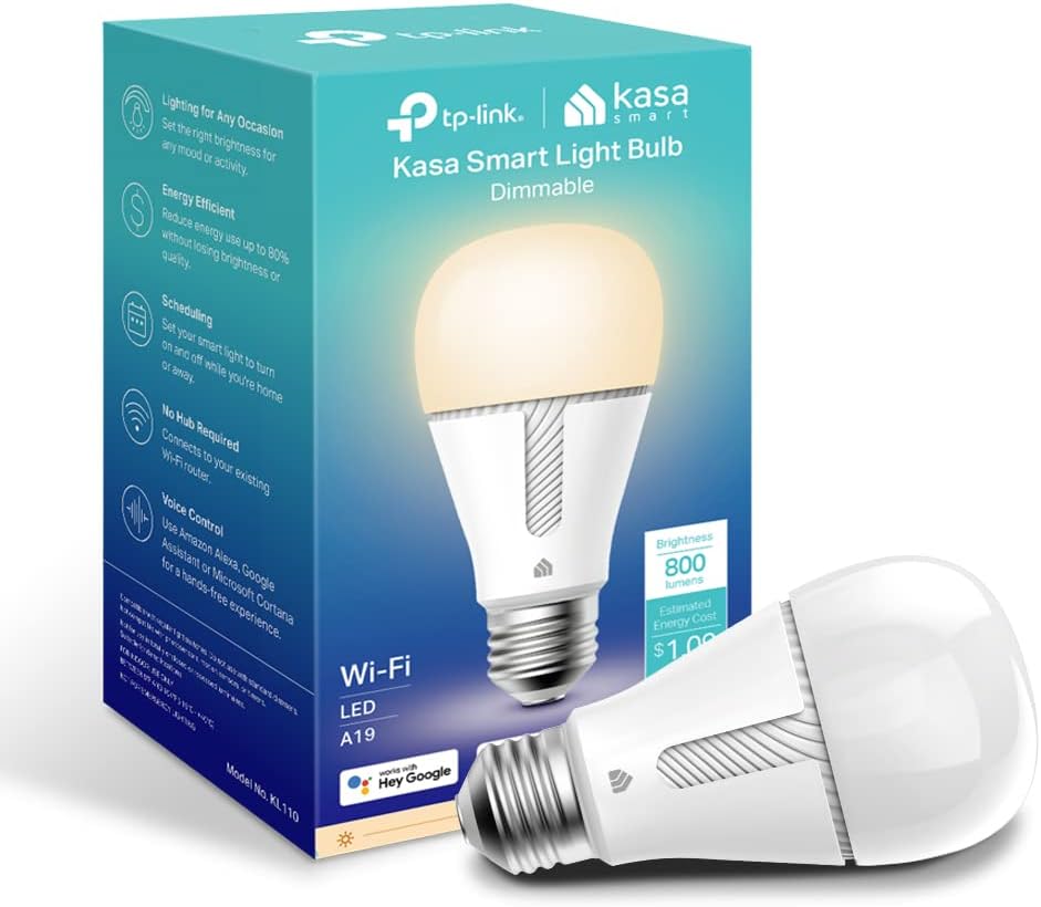 Kasa Smart Bombilla inteligente KL110, LED Wi-Fi.  LN23  funciona con Alexa y Google Home