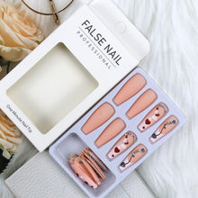 Cargar imagen en el visor de la galería, Uñas postizas largas a presión para el día de San Valentín, uñas postizas cuadradas con corazón y diamantes de imitación, diseño exquisito, a22 uñas artificiales para el día de San Valentín,
