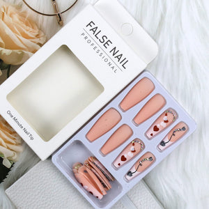 Uñas postizas largas a presión para el día de San Valentín, uñas postizas cuadradas con corazón y diamantes de imitación, diseño exquisito, a22 uñas artificiales para el día de San Valentín,
