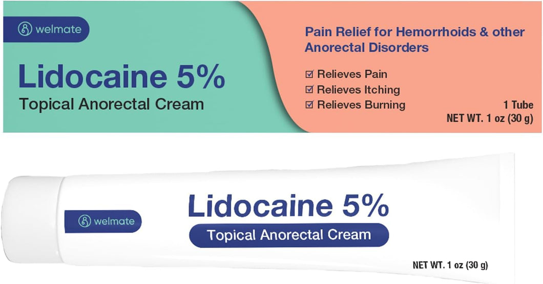 WELMATE - Crema adormecedora de lidocaína al 5%, 1oz (30g)