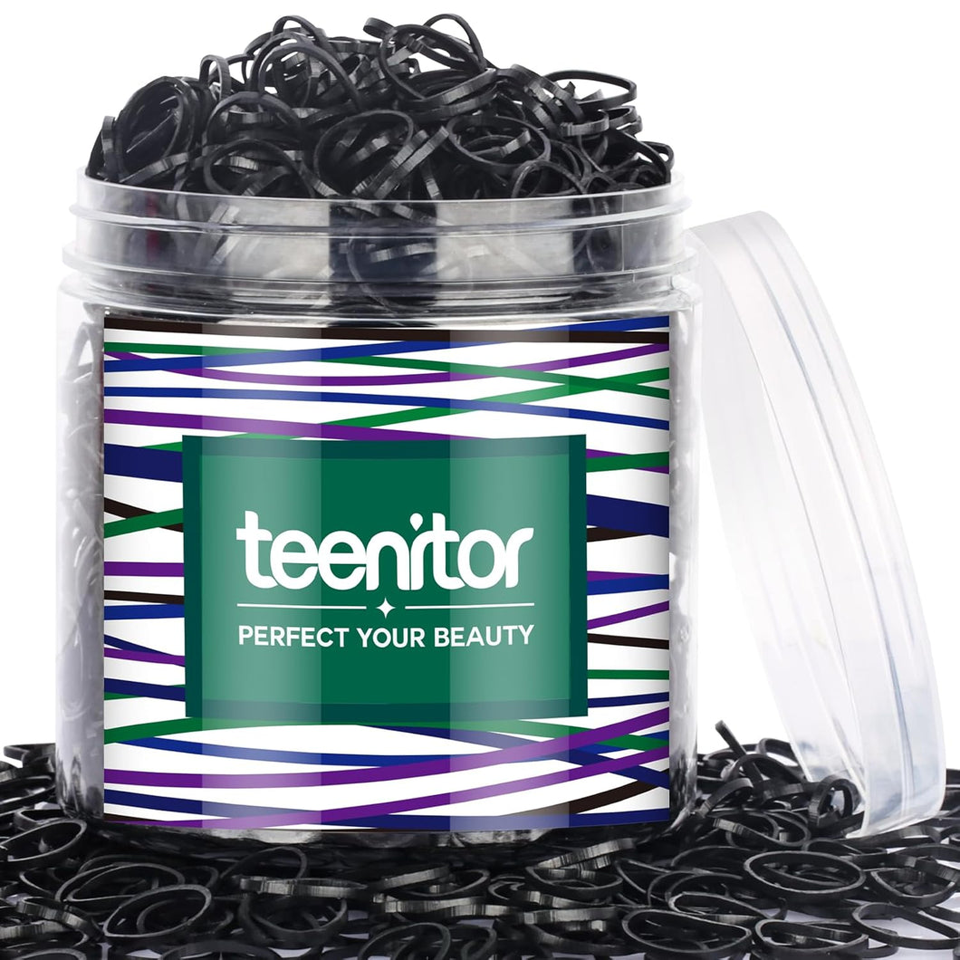 Teenitor 2000 bandas de goma negras suaves y elásticas para el cabello para niños y niñas, A21  trenzas de pelo