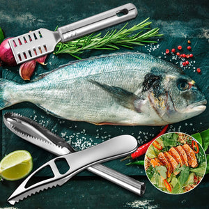 6 piezas de cepillo de raspador de peces de acero inoxidable a24