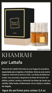 Perfume unisex Khamrah de Lattafa 3.4 oz