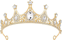 Cargar imagen en el visor de la galería, Corona dorada para mujer, tiaras de princesa de crista
