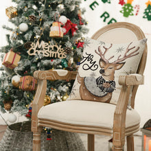 Cargar imagen en el visor de la galería, AVOIN colorlife - Juego de 4 fundas de almohada de muñeco de nieve de Navidad, diseño de reno y muñeco de nieve, diseño de rayas de invierno, decoración para sofá, 18 x 18 pulgadas A19
