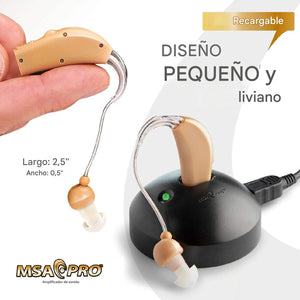Amplificador de oído recargable hasta 20 horas de uso continuo