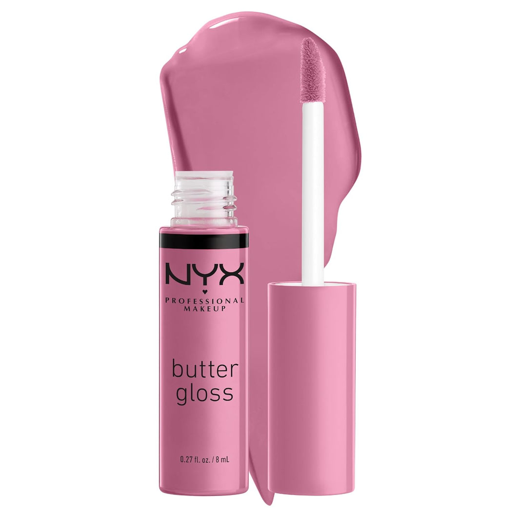 NYX MAQUILLAJE PROFESIONAL Brillo de mantequilla, brillo de labios no pegajoso, - Eclair (rosa) A19