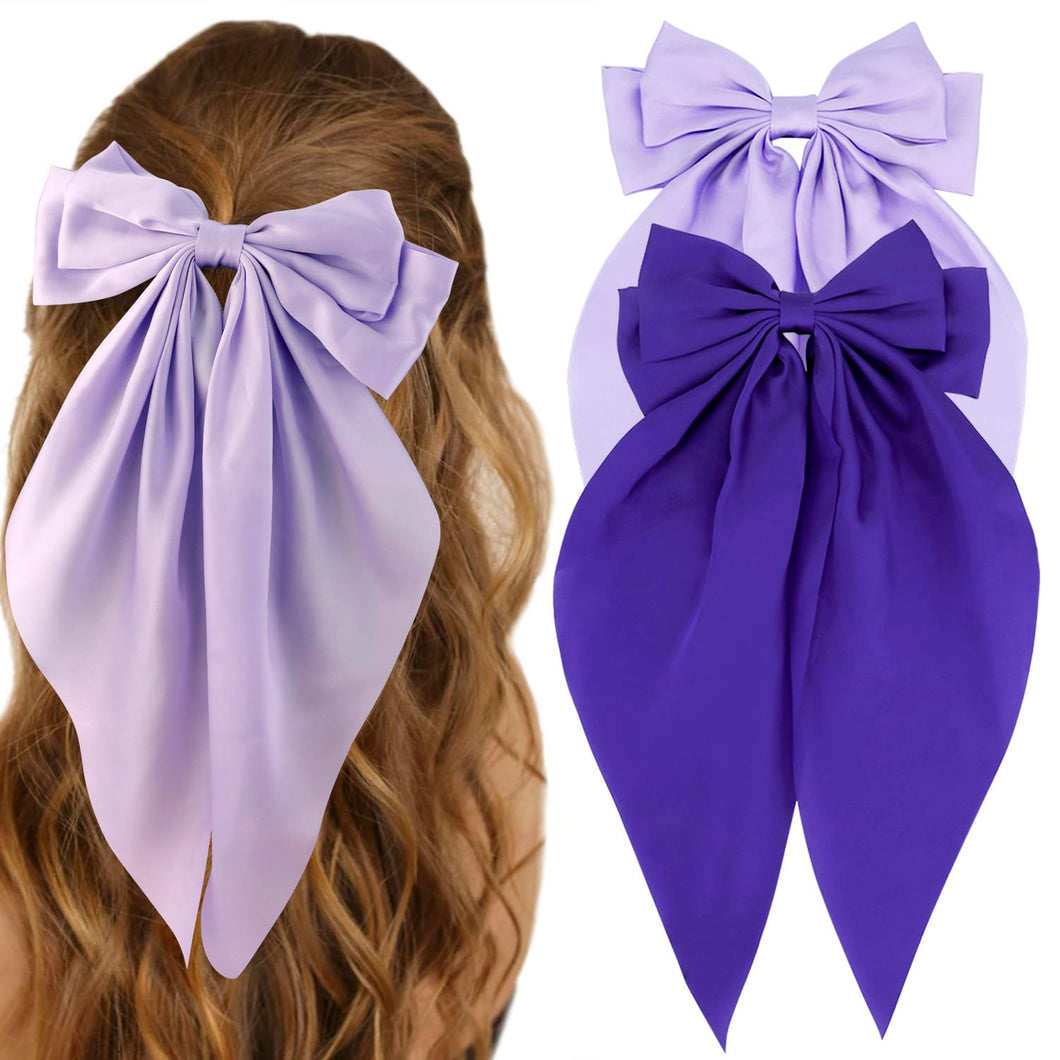 Lazos para el cabello morados de satén sedoso, 2 unidades a21, lazos grandes para el pelo para mujeres