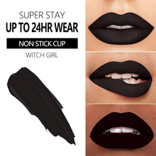 Cargar imagen en el visor de la galería, MAKI YIKA Lápiz labial negro para mujer, color que permanece de larga duración, sin manchas, lápiz labial líquido mate, a prueba de transferencia, color de labios sin crueldad | Witch Girl A19
