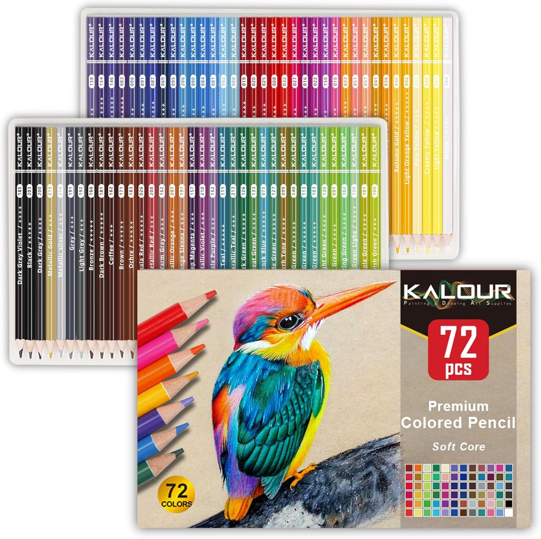 KALOUR 72 lápices de colores para adultos, núcleo suave, ideal para dibujar mezclas, sombreado a24