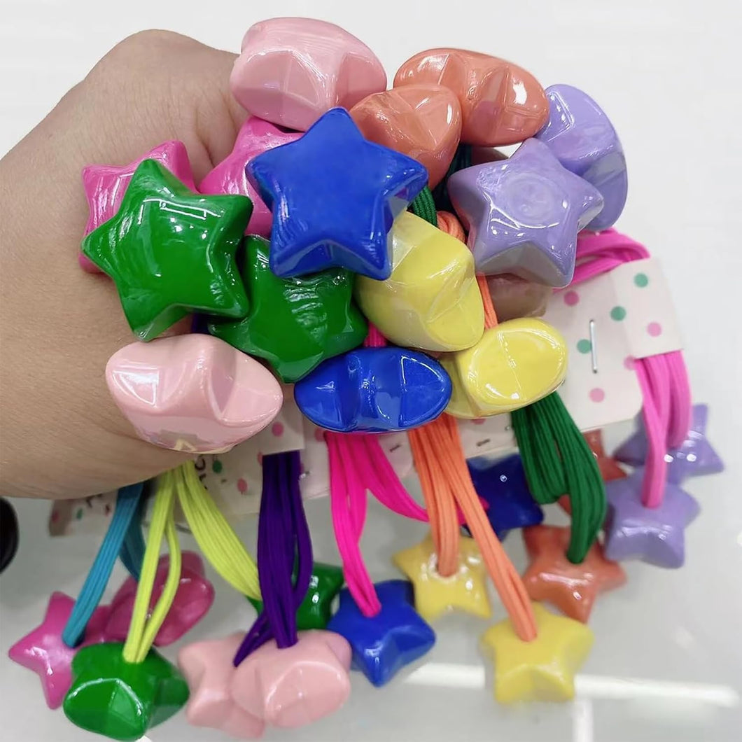 14 lazos para el cabello con forma de bola para niñas pequeñas, a21 banda de goma con cuentas de doble corazón