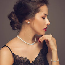 Cargar imagen en el visor de la galería, Juego de joyas de perlas con diamantes de imitación para mujer
