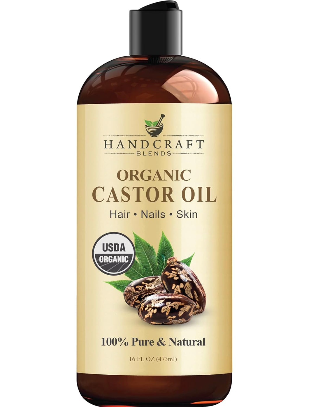 Aceite de ricino orgánico - 16 fl oz - 100% puro y natural