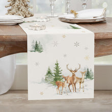 Cargar imagen en el visor de la galería, Bonhause Camino de mesa de árboles de ciervos de invierno, 13 x 72 pulgadas, copo de nieve, Navidad, invierno, vacaciones, cocina, comedor, decoración para interiores y exteriores, decoraciónA19

