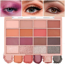 Cargar imagen en el visor de la galería, Paleta de maquillaje de sombra de ojos colorida de 16 colores marrón nude, alta pigmentación, arco iris, mate, brillo, kit de regalo, a22  paleta de maquillaje de sombra de ojos natural, de larga duración
