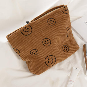 Bolsa de cosméticos Bolsa de maquillaje Preppy Cute Corduroy Neceser para mujeres esenciales de viaje a22 , Marr