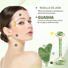 Cargar imagen en el visor de la galería, Juego de rodillo facial y Gua Sha de jade
