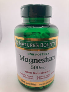 Magnesio 500 mg- salud ósea y muscular, 200 tabletas