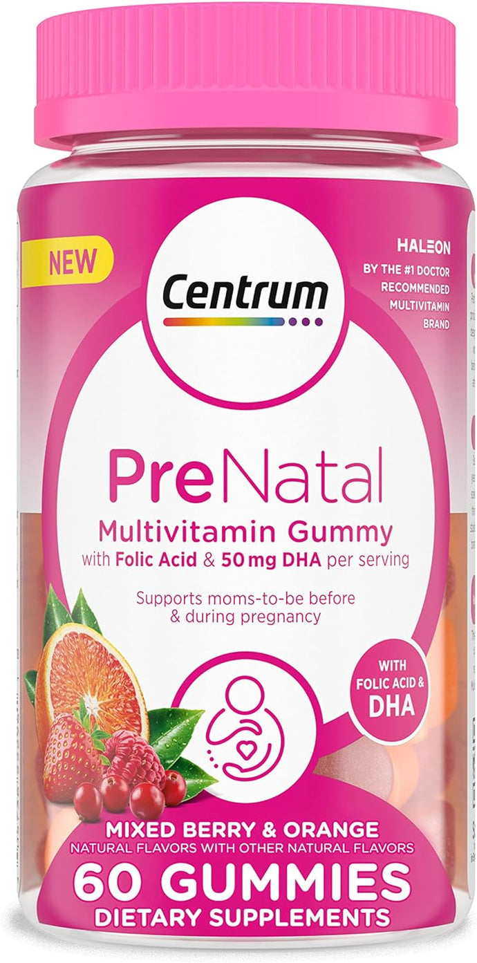 Gomitas multivitamínicas prenatales Centrum con DHA y ácido fólico 60 unidades