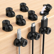 Cargar imagen en el visor de la galería, Paquete de 9 clips magnéticos para cables, soporte de cable ajustable para gestión de cables debajo del escritorio, a22 cargador adhesivo,
