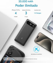 Cargar imagen en el visor de la galería, Anker Cargador portátil de 20.000 mAh con cable USB-C integrado, batería de carga rápida máxima de 87 W para laptop, 2 USB-C y 1 USB-A
