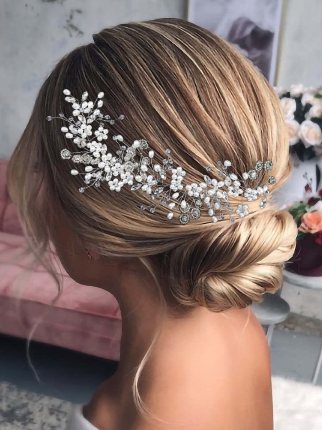 Diadema de boda de cristal plateado