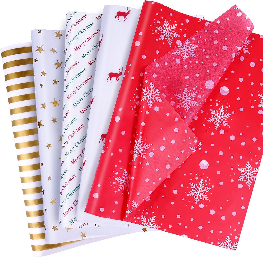 Papel de seda de Navidad a granel, 100 hojas de papel de seda para bolsas de regalo, manualidades, papel de seda de envoltura de regalos para decoración de fiestas de cumpleaños, papel de seda rojo  A19