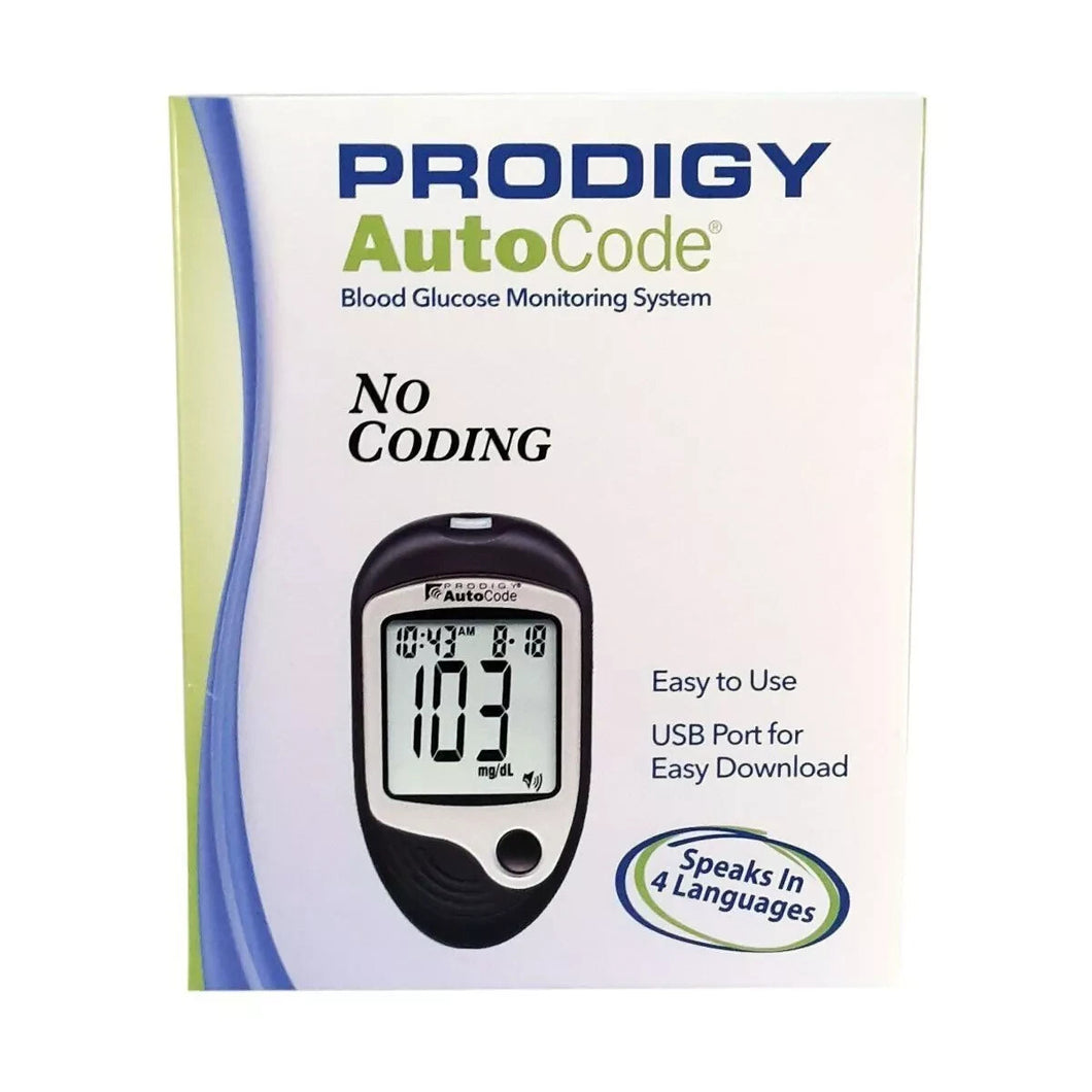 Kit de monitor de glucosa Prodigy: incluye medidor, tiras, lancetas