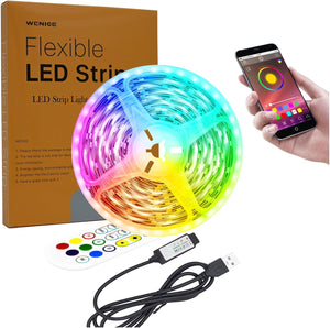Tira de luz LED de 14.8 pies para TV de 32 a 65 pulgadas, luz LED USB con aplicación y control remoto LN23