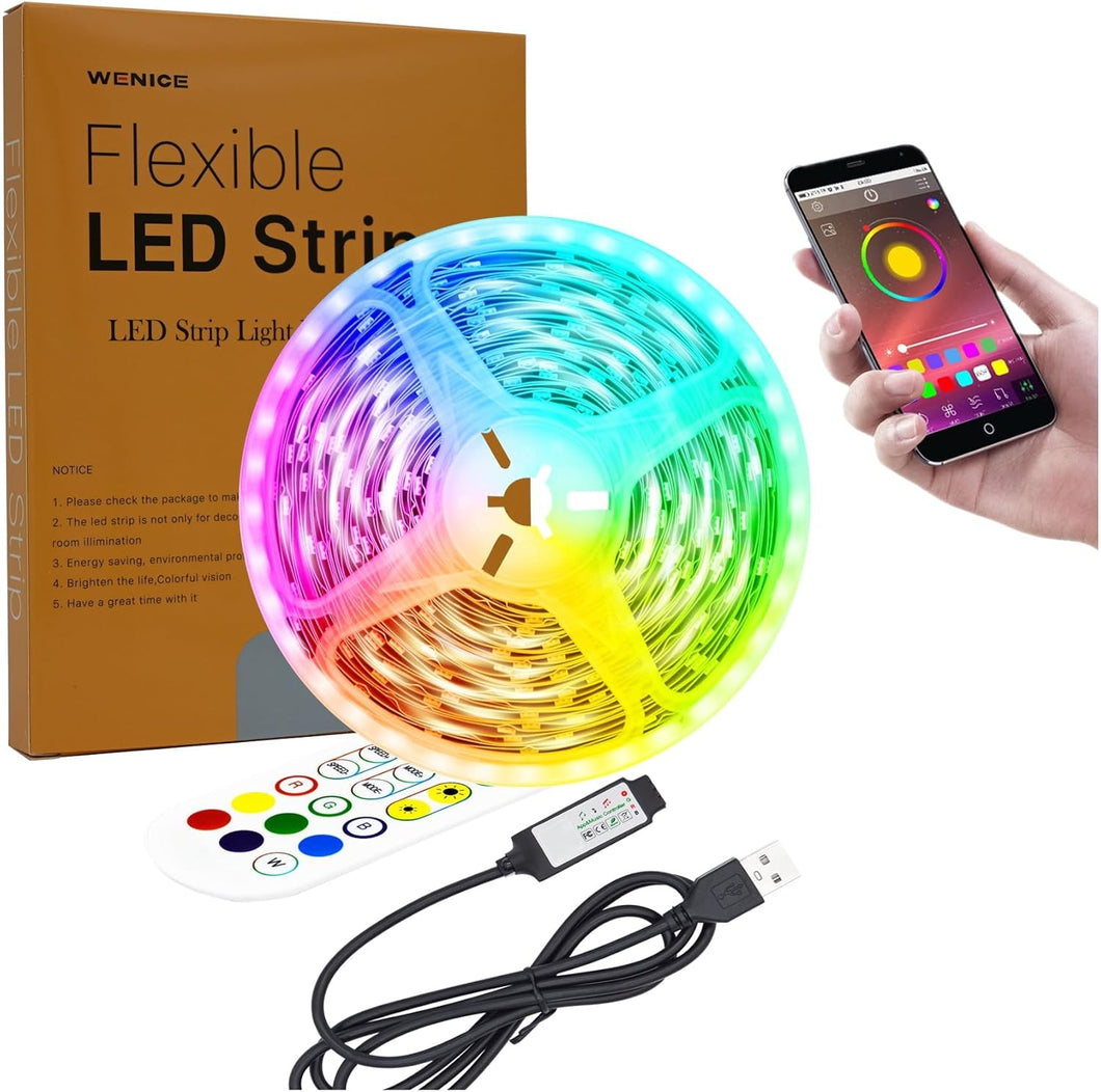 Tira de luz LED de 14.8 pies para TV de 32 a 65 pulgadas, luz LED USB con aplicación y control remoto LN23