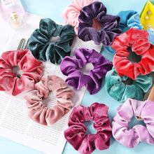 Cargar imagen en el visor de la galería, Coleteros para niñas, 12 coleteros de terciopelo para el cabello, A21 soporte para cola de caballo suave,
