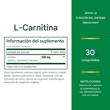 Cargar imagen en el visor de la galería, L-carnitina 500 mg, 30 capsulas
