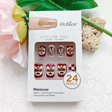 Cargar imagen en el visor de la galería, Uñas postizas cuadradas extra cortas de Navidad, uñas postizas acrílicas con diseños de diamantes de imitación, uñas artificiales con purpurina en polvo,a22  uñas artificiales a presión de cobertura
