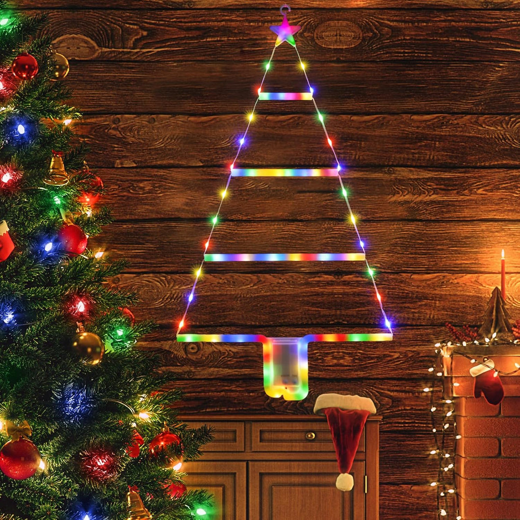 LYHOPE Luces de decoración de Navidad, luz LED de escalera de Navidad de 2 pies, 8 modos y temporizador, luces de Navidad, escalera LED de Navidad para ventana, pared, hogar, jardín, decoración A19