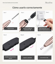 Cargar imagen en el visor de la galería, Kit de torno eléctrico PC120I negro con lima portátil para uñas de gel y acrílico, incluye fresas, bandas de limado,
