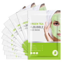 Cargar imagen en el visor de la galería, Paquete de 10 mascarillas faciales de burbujas de té verde O2,
