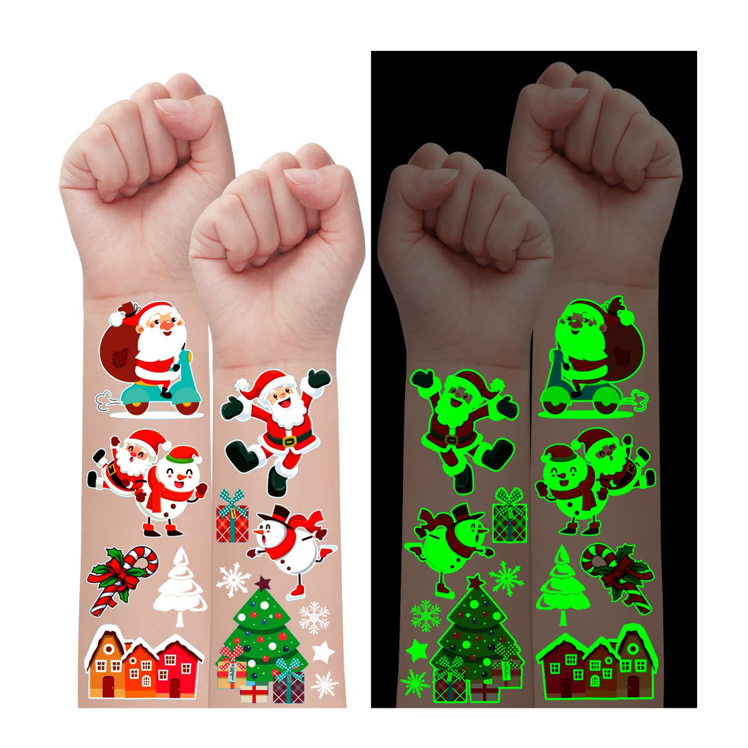 Partywind 275 estilos de recuerdos de fiesta de Navidad, tatuajes luminosos de Navidad para niños, rellenos de calcetines, suministros de fiesta, calcomanías de tatuajes navideños, juguetes para niños A19
