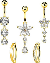 Cargar imagen en el visor de la galería, MS CUTE - Juego de 5 piezas de piercing para ombligo para mujer, 14 G
