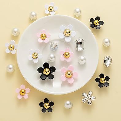 NEVEGE Dijes para zapatos, 24 piezas de dijes de flores con diamantes de imitación de cristal,a22 decoración de zapatos, encantos de flores para zapatos de regalo