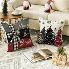 Cargar imagen en el visor de la galería, AVOIN colorlife Juego de 4 fundas de almohada rojas con árboles de Navidad, 18 x 18 pulgadas, decoración de Navidad y vacaciones de invierno para sofá A19
