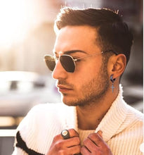 Cargar imagen en el visor de la galería, Aretes de acero inoxidable para hombre, 9 pares de aretes colgantes de cruz de oro negro,  a24
