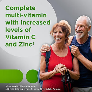 Centrum Multivitamínico plateado para adultos mayores de 50 años, sin gluten, sin OMG, apoya la memoria y la cognición