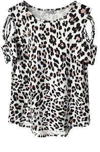 Adreamly Blusa con mangas entrecruzadas para mujer Print_leopard Print NDP3