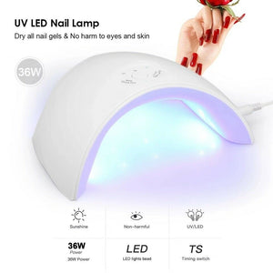 36W LED Lámpara UV Secador de Esmalte de Uñas Gel Acrílico Fotocurado Spa Kit Profesional NDP-7