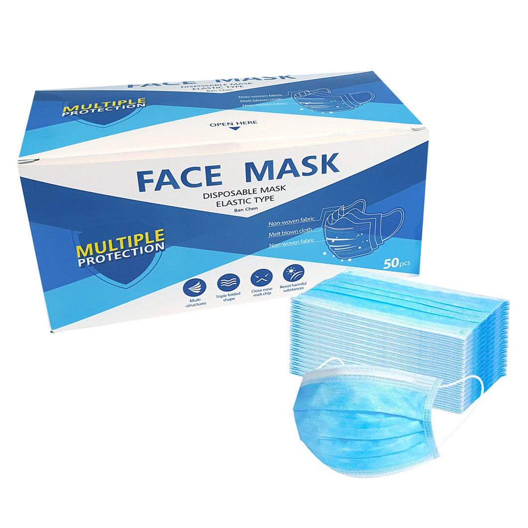Paquete de 50 máscaras desechables para la cara de 3 capas